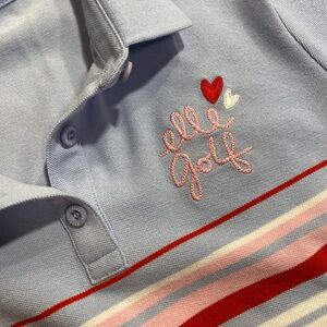 Elle Golf Blue Striped Polo Shirt